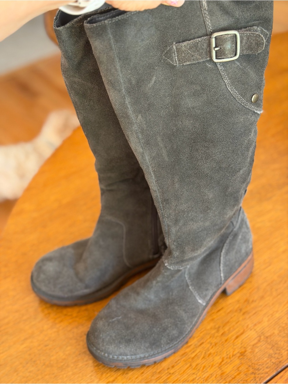 Merona Dark Gray leather upper Knee-High Heeled Boots